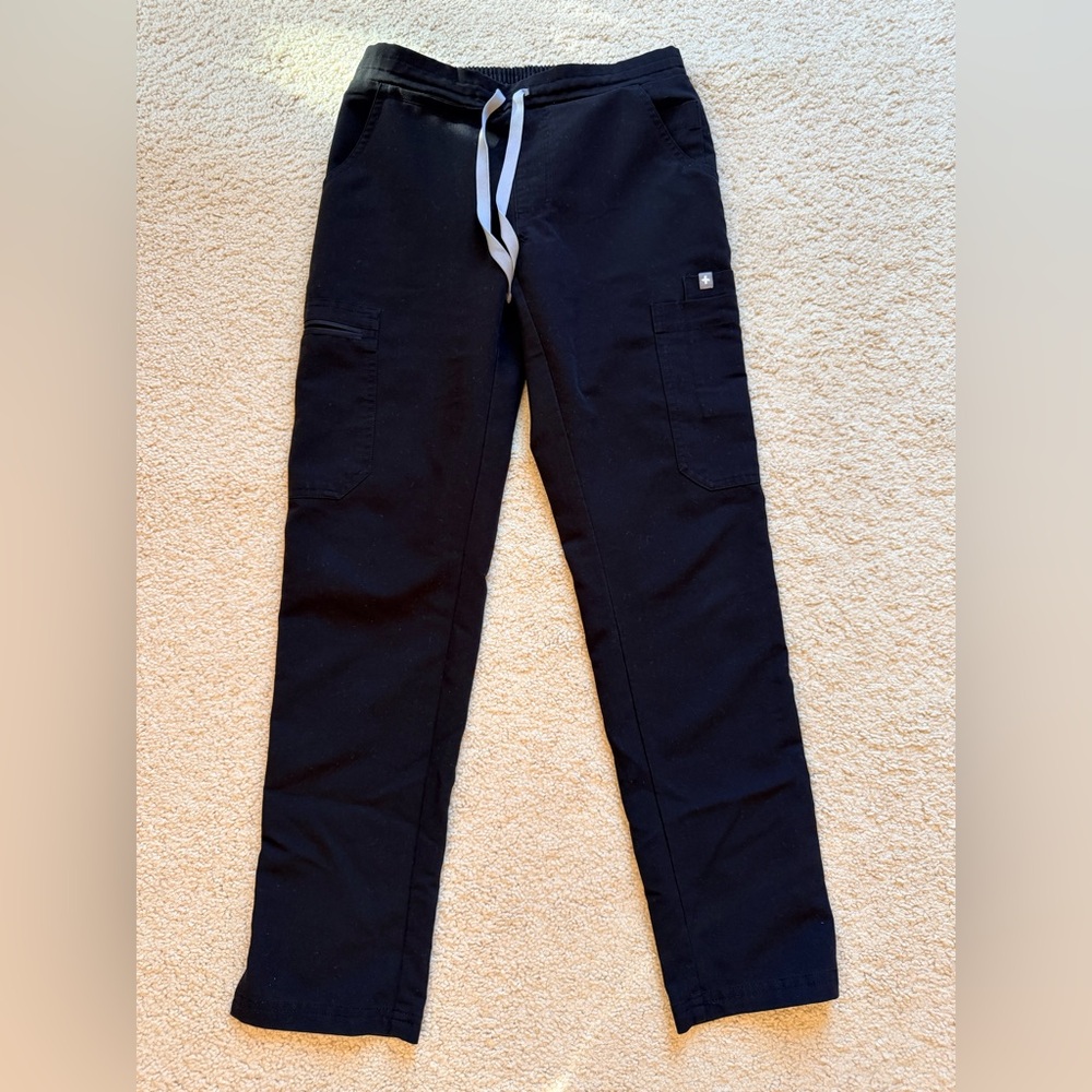 Figs Women's Black Scrub Pants with White Drawstring